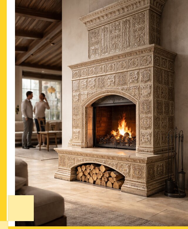 Купить изразцовый камин в Подольске от 260450 р. | ЭриданПдл