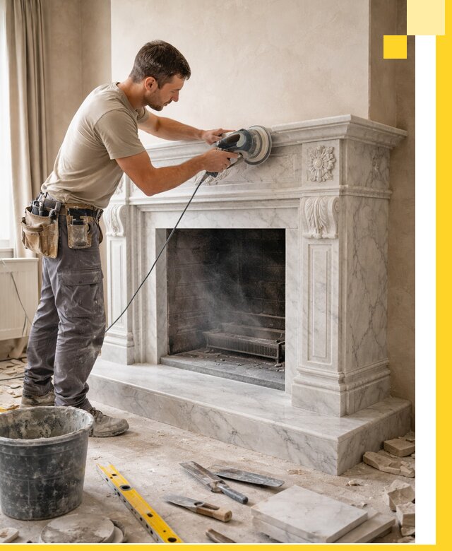 Изготовление и установка мраморных каминов в Подольске под ключ