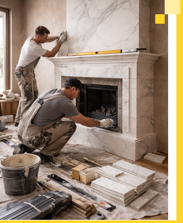 Отделка каминов в Подольске качественные облицовочные работы