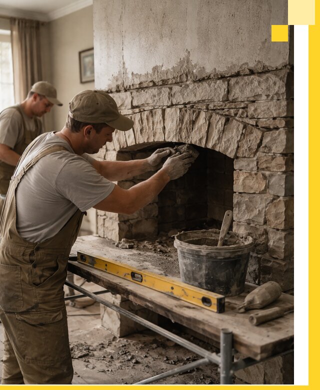 Изготовление каминов под ключ в Подольске, монтаж и отделка