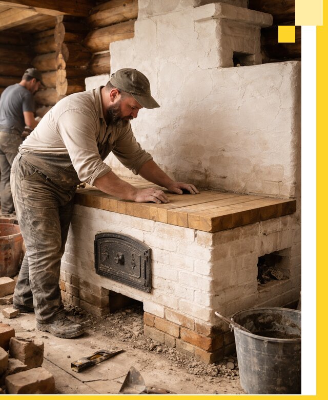 Проектирование и установка русской печи с лежанкой в Подольске