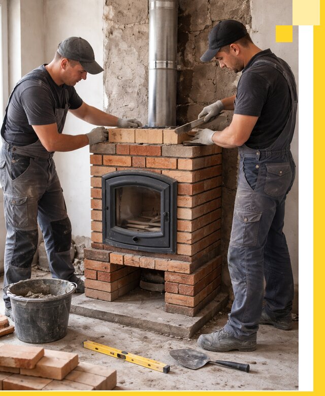 Монтаж печи камина под ключ в Подольске с гарантией и пусконаладкой