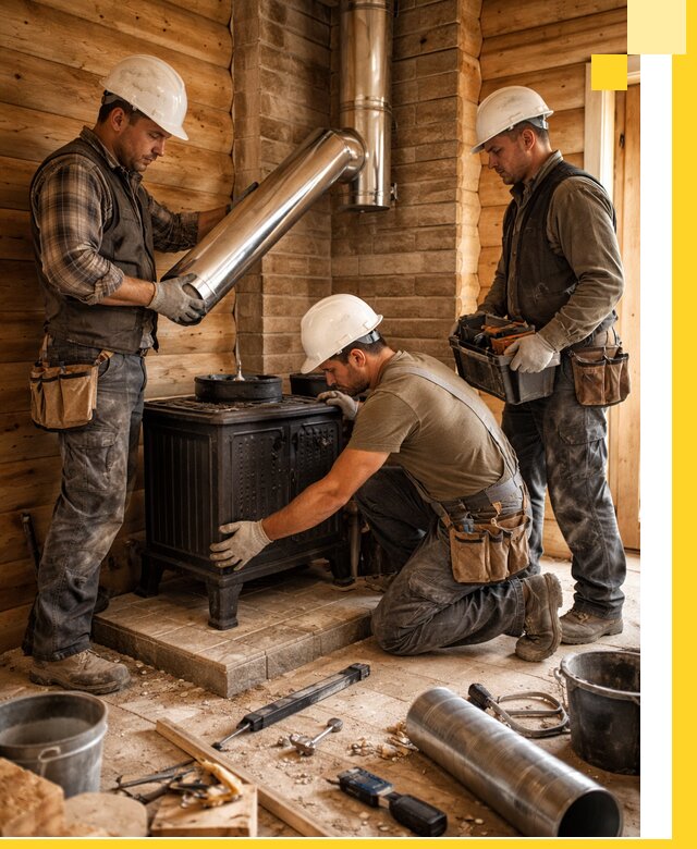 Профессиональный монтаж банных печей и дымоходов в Подольске