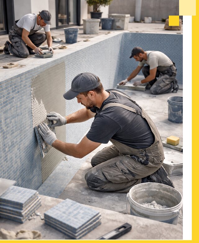 Облицовка бассейнов в Подольске плитка мозаика гидроизоляция