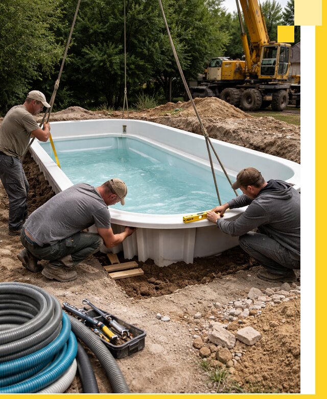 Установка и монтаж композитных бассейнов под ключ в Подольске