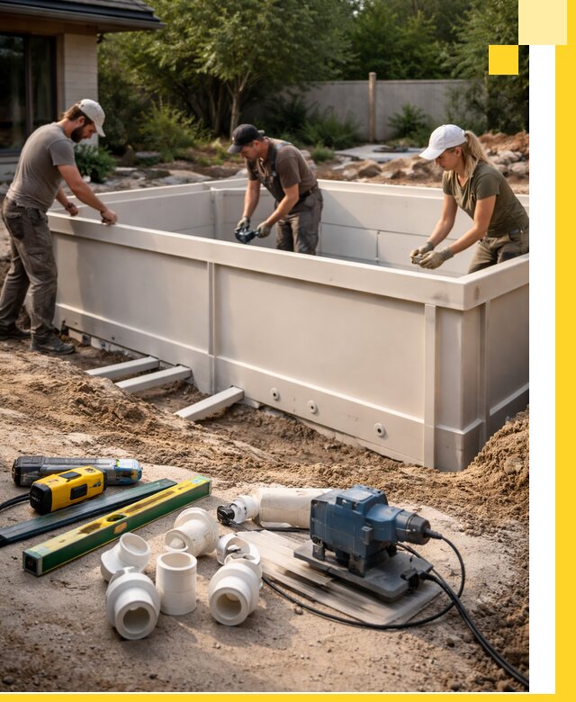 Установка полипропиленовых бассейнов под ключ в Подольске