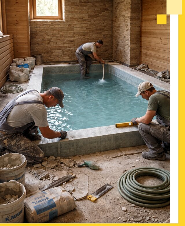 Проектирование и строительство бассейнов для бани в Подольске