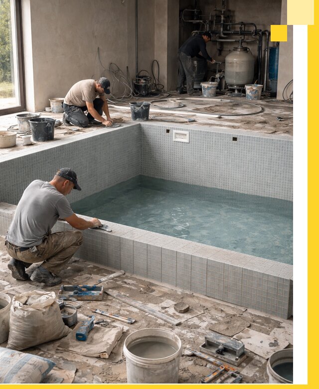 Строительство и монтаж бассейнов в помещении в Подольске