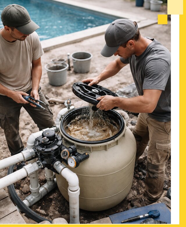 Установка и обслуживание песочных фильтров для бассейнов в Подольске