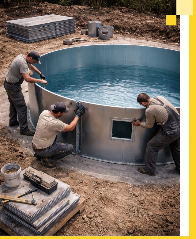 Круглые бассейны под ключ в Подольске проектирование и монтаж