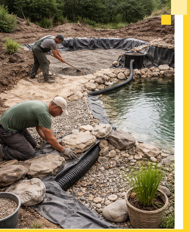 Строительство природных бассейнов и озер в Подольске под ключ