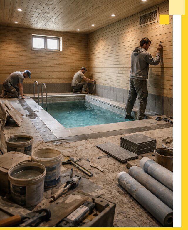 Строительство бани с бассейном и сауной под ключ в Подольске