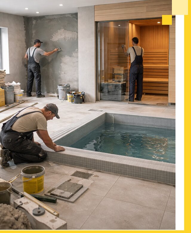 Проектирование и строительство сауны с бассейном в Подольске