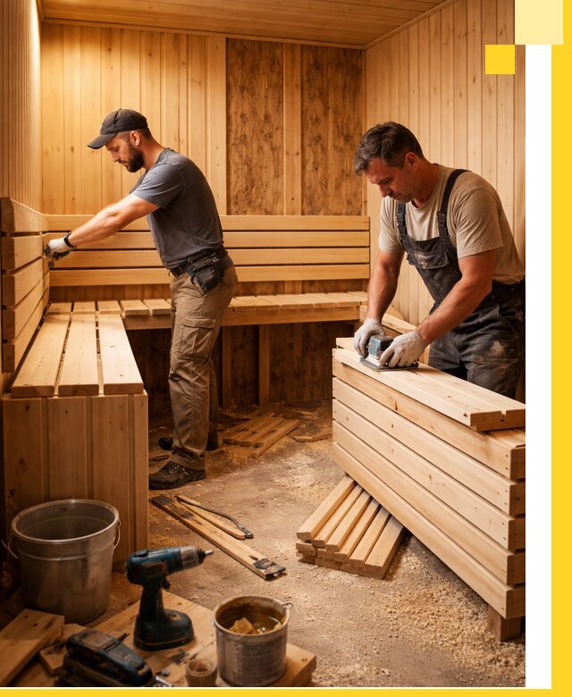 Профессиональный комплексный ремонт саун под ключ в Подольске