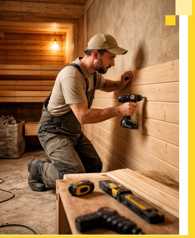 Профессиональная внутренняя отделка бани в Подольске под ключ