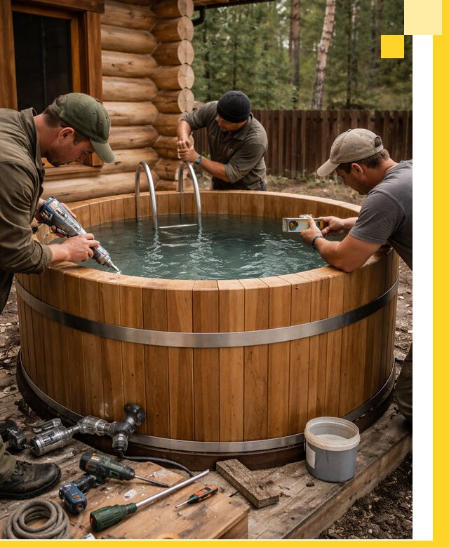 Строительство бань с купелью под ключ и отделкой в Подольске