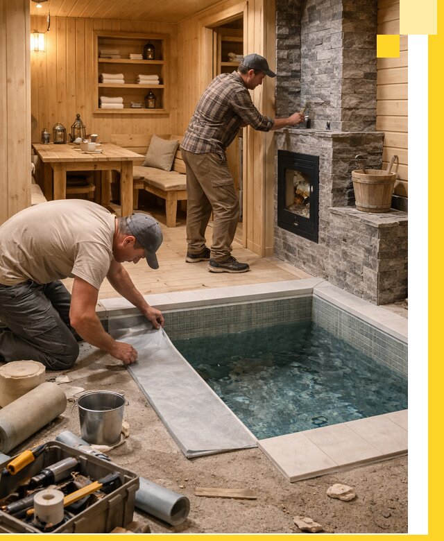 Строительство бань с комнатой отдыха под ключ в Подольске