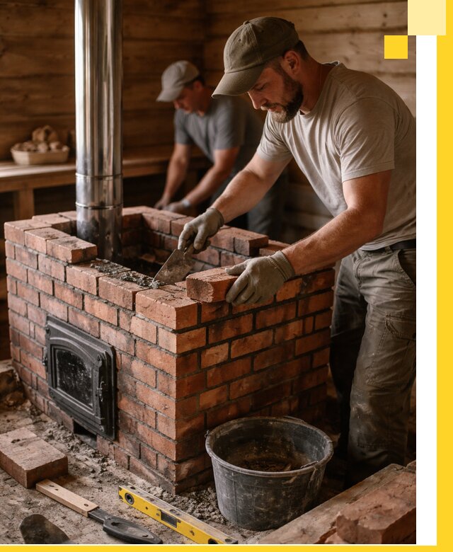 Кирпичные печи для бани под ключ в Подольске, проект и монтаж