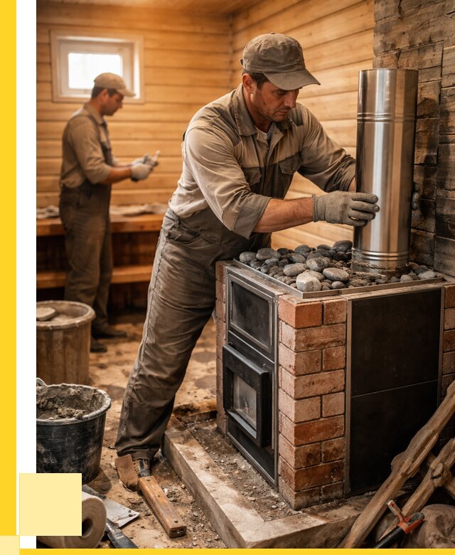 Монтаж печи в бане под ключ в Подольске от 20836 р. | ЭриданПдл