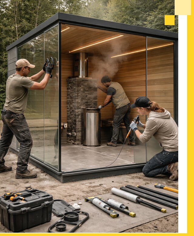 Проектирование и строительство стеклянных бань в Подольске