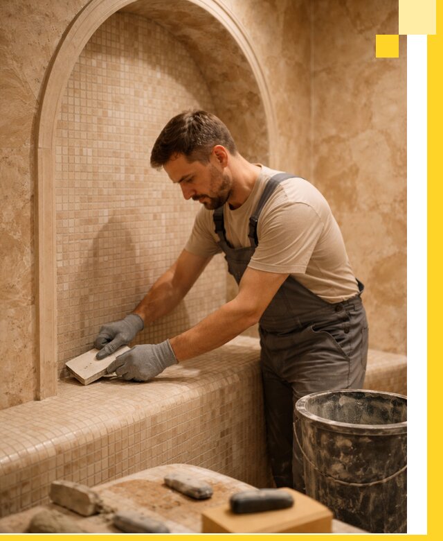 Профессиональная отделка хамамов с мозаикой под ключ в Подольске