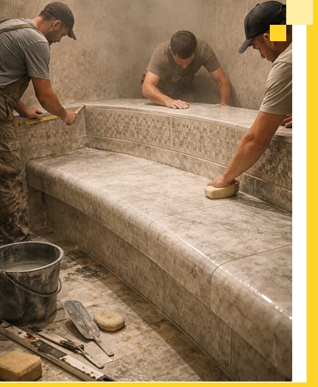 Изготовление и установка сидений для хамама в Подольске